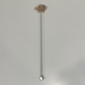 Handmade Glass Cocktail Stirrer, Clear Glass Stirrer with Handblown Fish Top